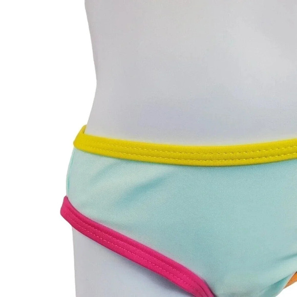 2T Girls Multi Colored Blue Two piece bikini Girls Summer Swimwear Swimsuit - Picture 2 of 5